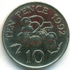Гернси, 10 пенсов 1992 год (UNC)