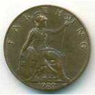Великобритания, 1 фартинг 1920 год (AU)