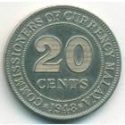 Малайя, 20 центов 1948 год
