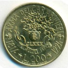 Италия, 200 лир 1994 год (UNC)