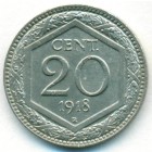 Италия, 20 чентезимо 1918 год (AU)