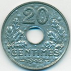 Франция, 20 сантимов 1942 год А (AU)