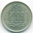 Турция, 1000 лир 1990 год (UNC)