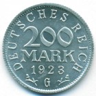 Веймарская республика, 200 марок 1923 года G (AU)