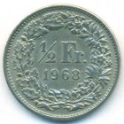 Швейцария, 1/2 франкa 1968 год (AU)