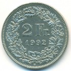 Швейцария, 2 франка 1992 год