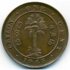 Цейлон, 1 цент 1945 год (AU)