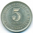 Малайя, 5 центов 1945 год (UNC)