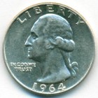 США, 25 центов 1964 год (AU)