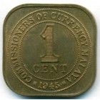 Малайя, 1 цент 1945 год (UNC)