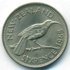 Новая Зеландия, 6 пенсов 1965 год (UNC)