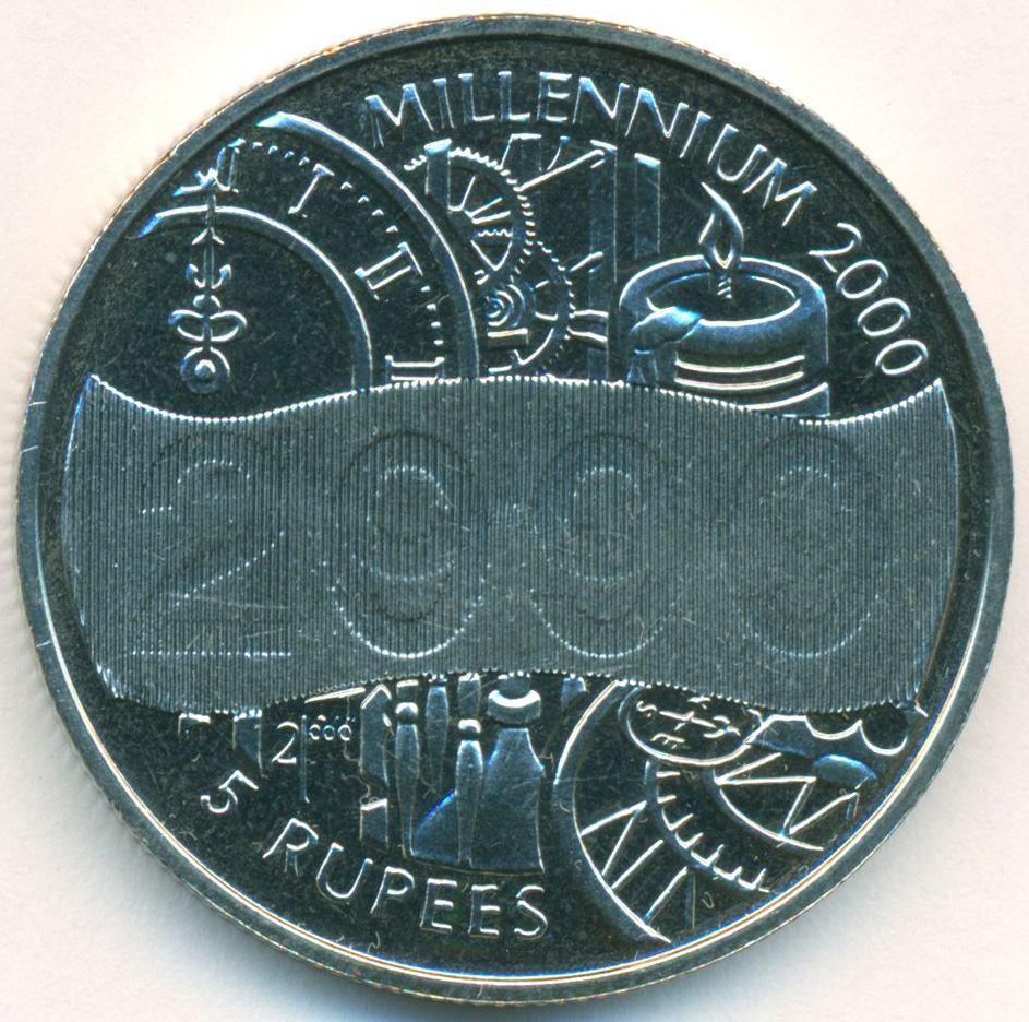 Миллениум 2000 год. 5 Рупия 2000 года. Сейшельская рупия. 5 Rupees 2000 Republic of Seychelles. Сейшельская рупия 2022.