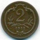 Австрия, 2 геллера 1911 год