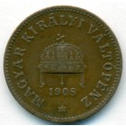 Венгрия, 2 филлера 1908 год