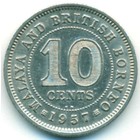 Малайя и Британское Борнео, 10 центов 1957 год KN