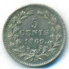 Нидерланды, 5 центов 1869 год (AU)