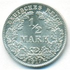 Германия, 1/2 марки 1917 год D (UNC)