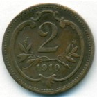 Австрия, 2 геллера 1910 год