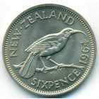 Новая Зеландия, 6 пенсов 1964 год (UNC)