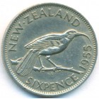 Новая Зеландия, 6 пенсов 1955 год