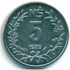 Уругвай, 5 новых песо 1989 год (UNC)