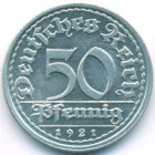 Веймарская республика, 50 пфеннигов 1921 год G (UNC)