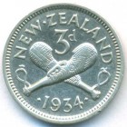 Новая Зеландия, 3 пенса 1934 год