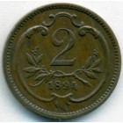 Австрия, 2 геллера 1894 год
