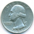 США, 25 центов 1954 год D