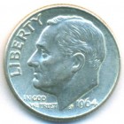 США, 10 центов 1964 год D (UNC)