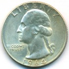 США, 25 центов 1964 год D (UNC)