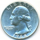 США, 25 центов 1964 год (UNC)
