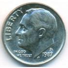 США, 10 центов 1987 год P