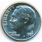 США, 10 центов 1987 год D (UNC)