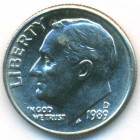 США, 10 центов 1989 год D (UNC)