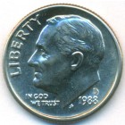 США, 10 центов 1988 год D (UNC)