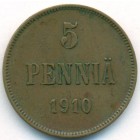 Княжество Финляндия, 5 пенни 1910 год
