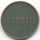 Княжество Финляндия, 5 пенни 1901 год