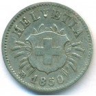 Швейцария, 5 раппенов 1850 год АВ