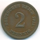 Германия, 2 пфеннига 1911 год F