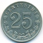 Италия, 25 чентезимо 1903 год (AU)
