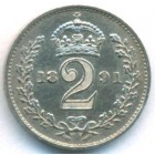 Великобритания, 2 пенса 1891 год (Prooflike)