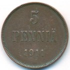Княжество Финляндия, 5 пенни 1911 год