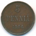 Княжество Финляндия, 5 пенни 1906 год