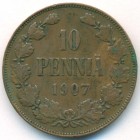 Княжество Финляндия, 10 пенни 1907 год