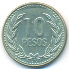 Колумбия, 10 песо 1990 год (AU)