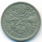 Великобритания, 6 пенсов 1954 год