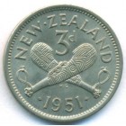 Новая Зеландия, 3 пенса 1951 год (UNC)