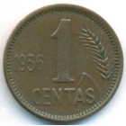 Литва, 1 цент 1936 год