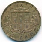 Ямайка, 1 пенни 1945 год